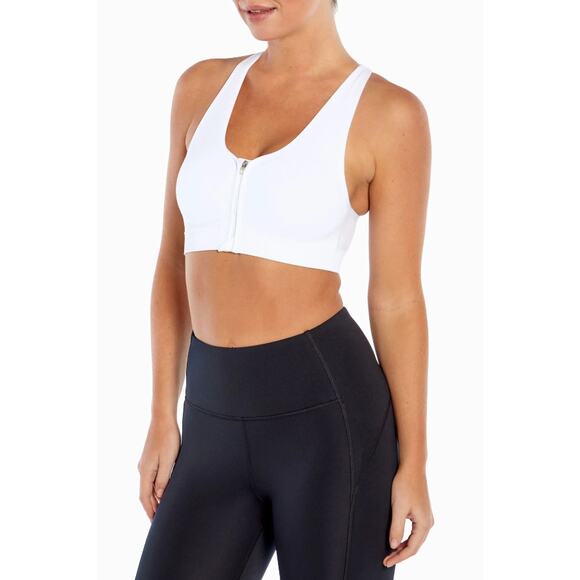 Marika Women's White Racerback Savannah Seamless Front Zip Sports Bra - S - Picture 1 of 6
